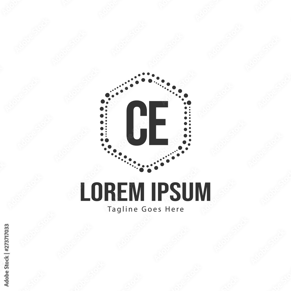 Fototapeta premium Initial CE logo template with modern frame. Minimalist CE letter logo vector illustration