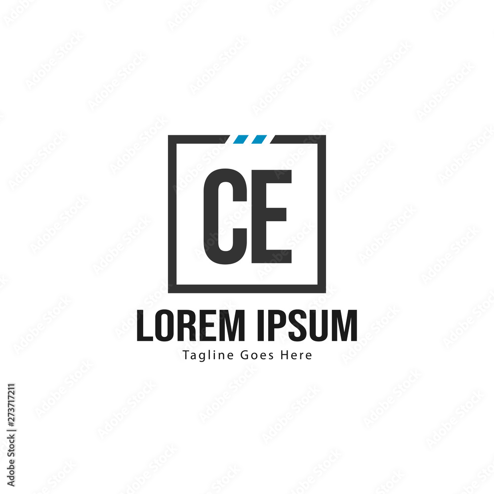 Obraz premium Initial CE logo template with modern frame. Minimalist CE letter logo vector illustration