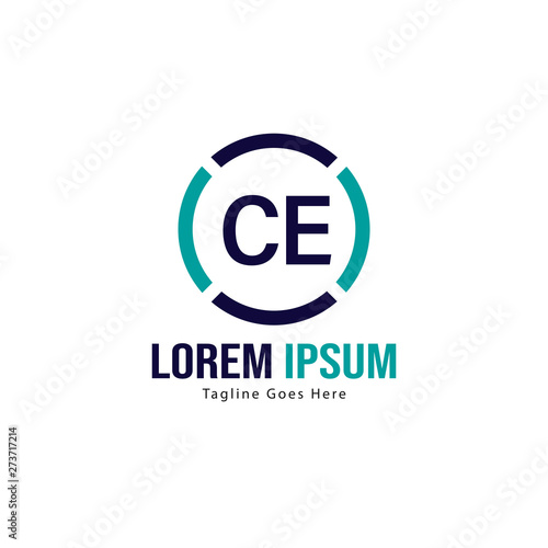 Initial CE logo template with modern frame. Minimalist CE letter logo vector illustration