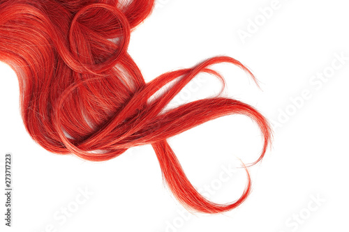 Obraz na plátně Red hair isolated on white background. Heart shape