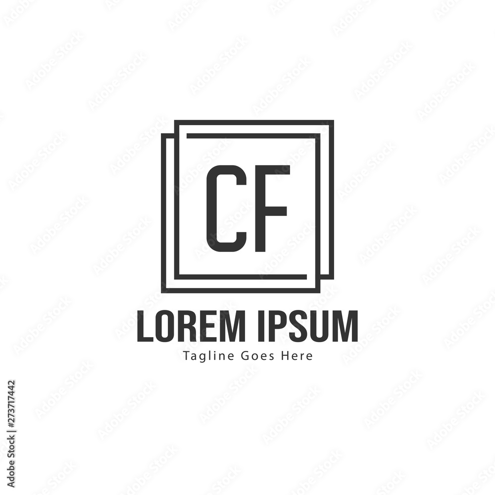 Initial CF logo template with modern frame. Minimalist CF letter logo vector illustration