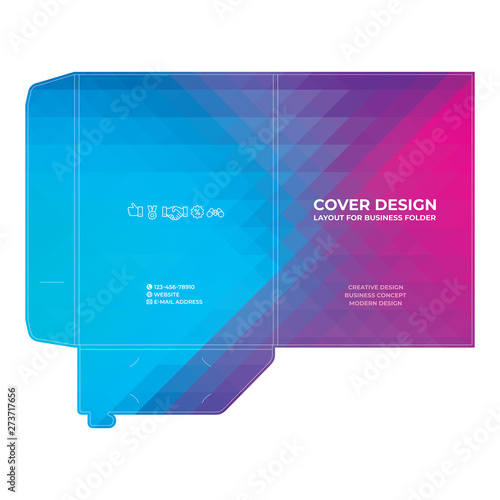 Business folder for files, design. The layout is for posting information about the company, modern corporate graphic style.