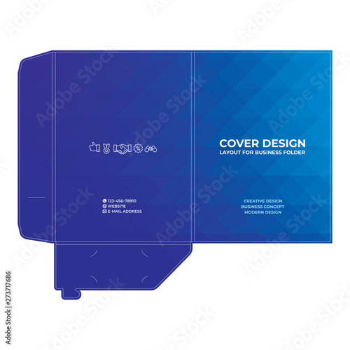 Business folder for files, design. The layout is for posting information about the company, modern corporate graphic style.
