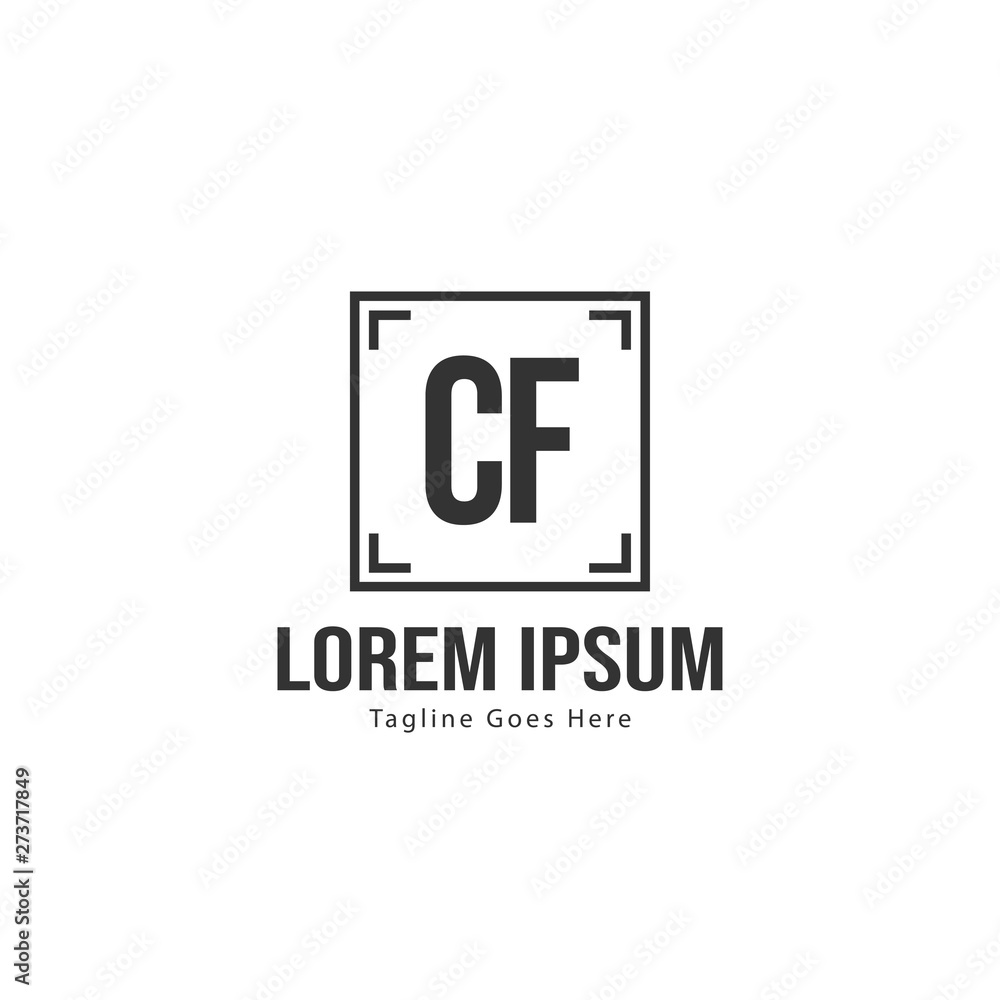 Initial CF logo template with modern frame. Minimalist CF letter logo vector illustration