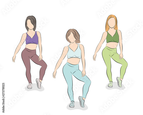 girls are dancing. vector illustration.