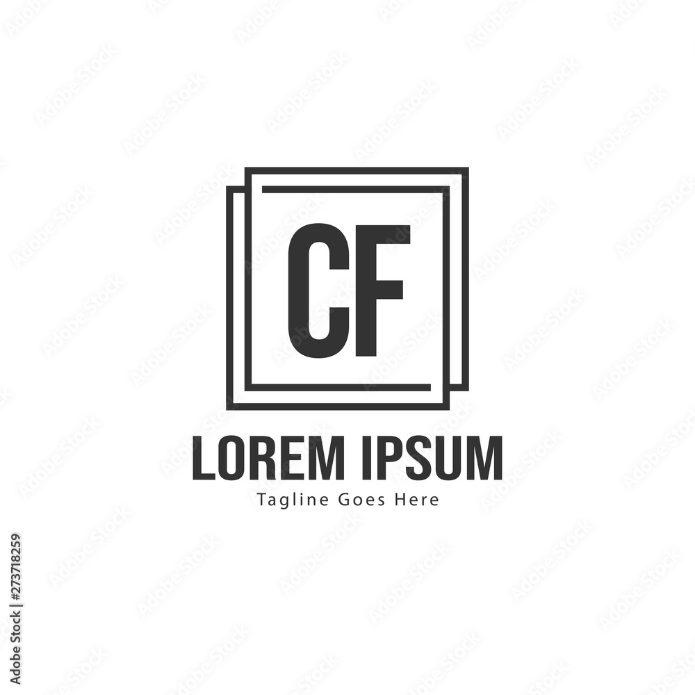 Initial CF logo template with modern frame. Minimalist CF letter logo vector illustration