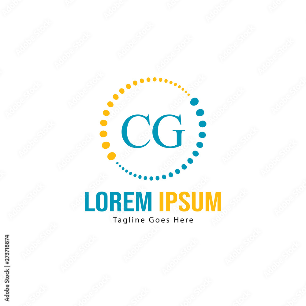 Fototapeta premium Initial CG logo template with modern frame. Minimalist CG letter logo vector illustration