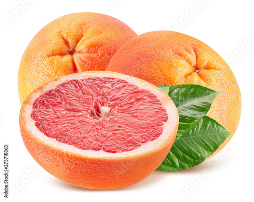 grapefruits with slice isolated on a white background