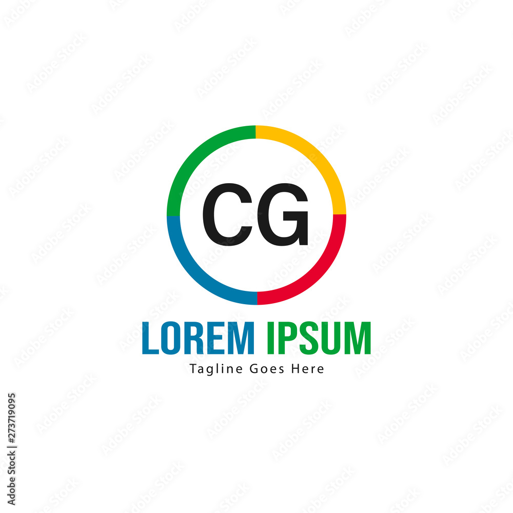 Initial CG logo template with modern frame. Minimalist CG letter logo vector illustration
