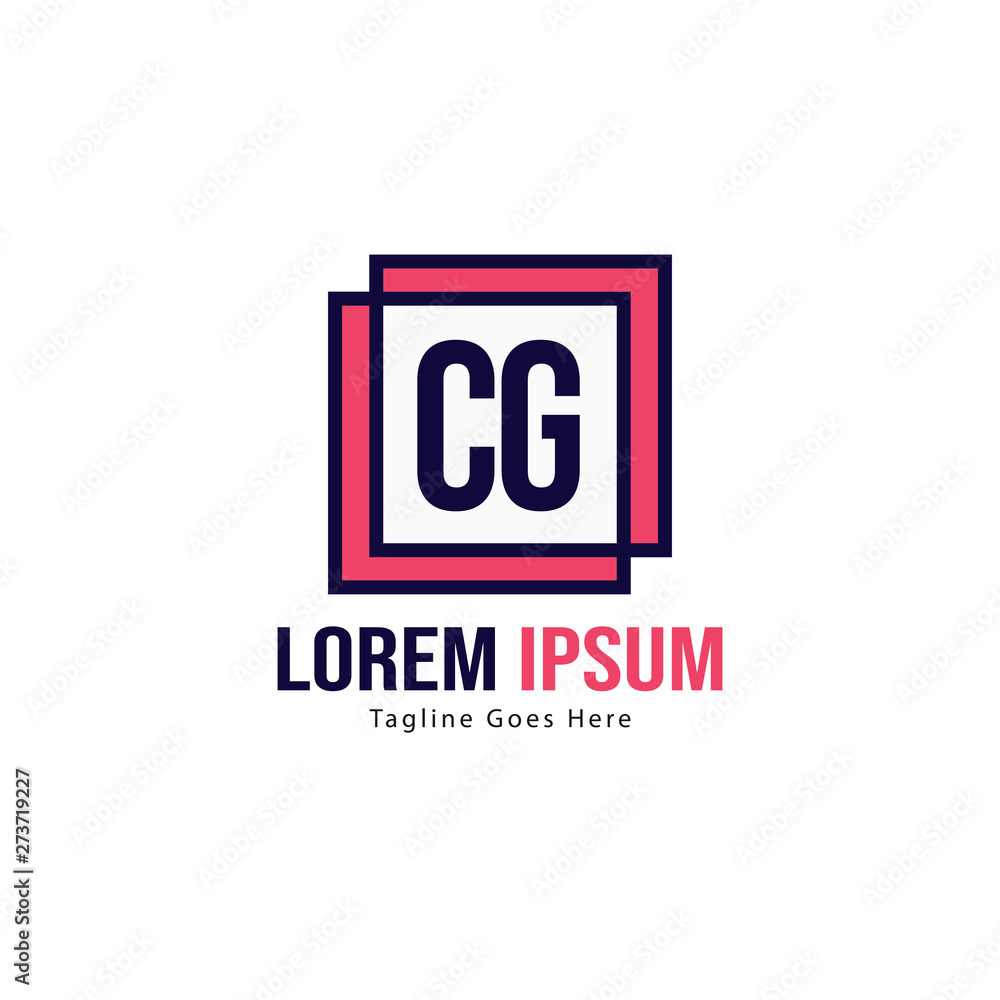 Initial CG logo template with modern frame. Minimalist CG letter logo vector illustration