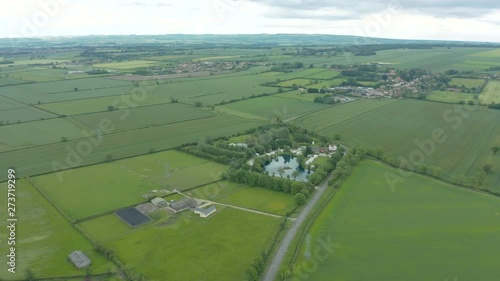 4K Aerial footage of Brickyard Lakes Country Park, North Yorkshire, England