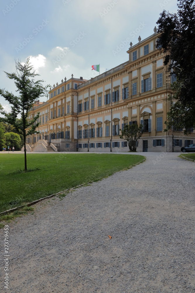 villa reale e parco a monza in italia, royal villa and garden in the park in monza city in italy 