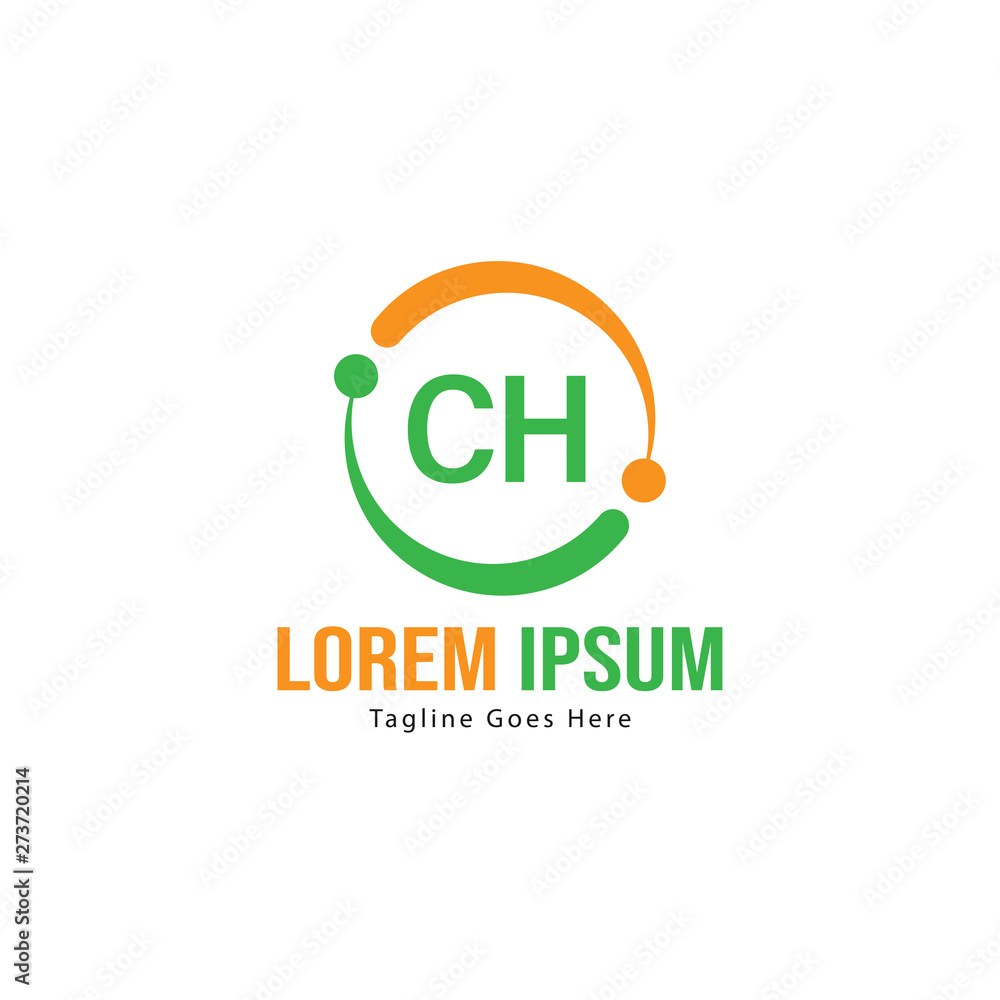 Fototapeta premium Initial CH logo template with modern frame. Minimalist CH letter logo vector illustration