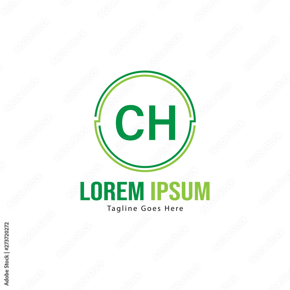 Initial CH logo template with modern frame. Minimalist CH letter logo vector illustration Initial CH logo template with modern frame. Minimalist CH letter logo vector illustration