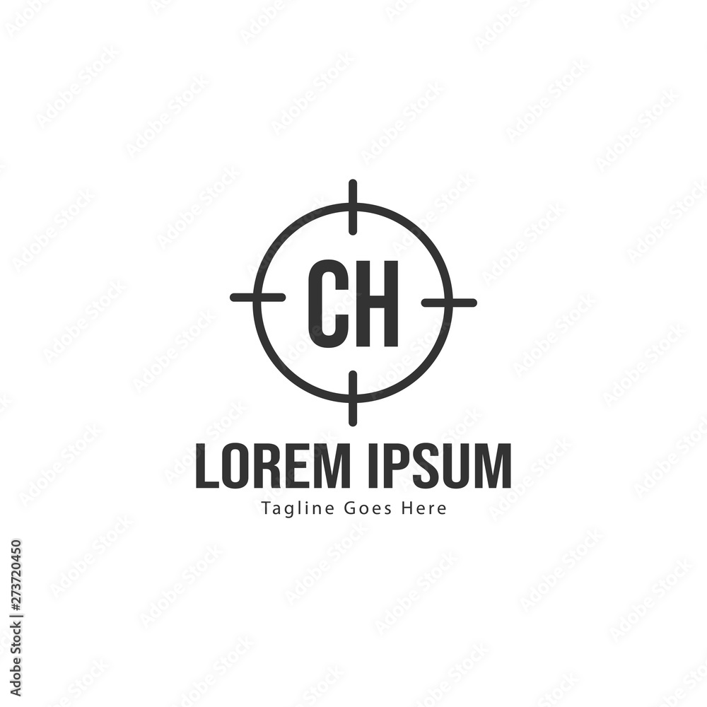 Initial CH logo template with modern frame. Minimalist CH letter logo vector illustration Initial CH logo template with modern frame. Minimalist CH letter logo vector illustration