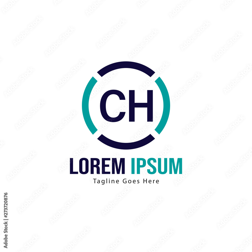 Initial CH logo template with modern frame. Minimalist CH letter logo vector illustration Initial CH logo template with modern frame. Minimalist CH letter logo vector illustration