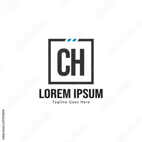 Initial CH logo template with modern frame. Minimalist CH letter logo vector illustration