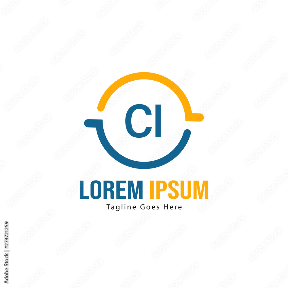 Initial CI logo template with modern frame. Minimalist CI letter logo vector illustration Initial CI logo template with modern frame. Minimalist CI letter logo vector illustration