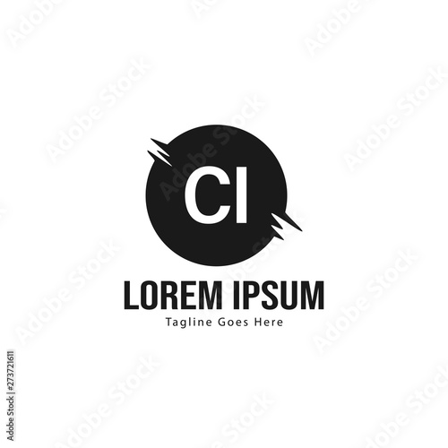 Initial CI logo template with modern frame. Minimalist CI letter logo vector illustration