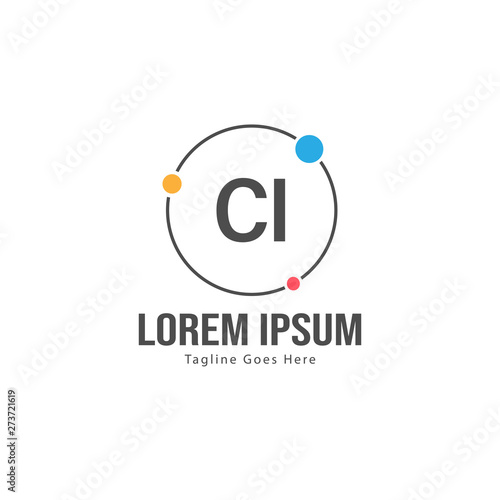 Initial CI logo template with modern frame. Minimalist CI letter logo vector illustration