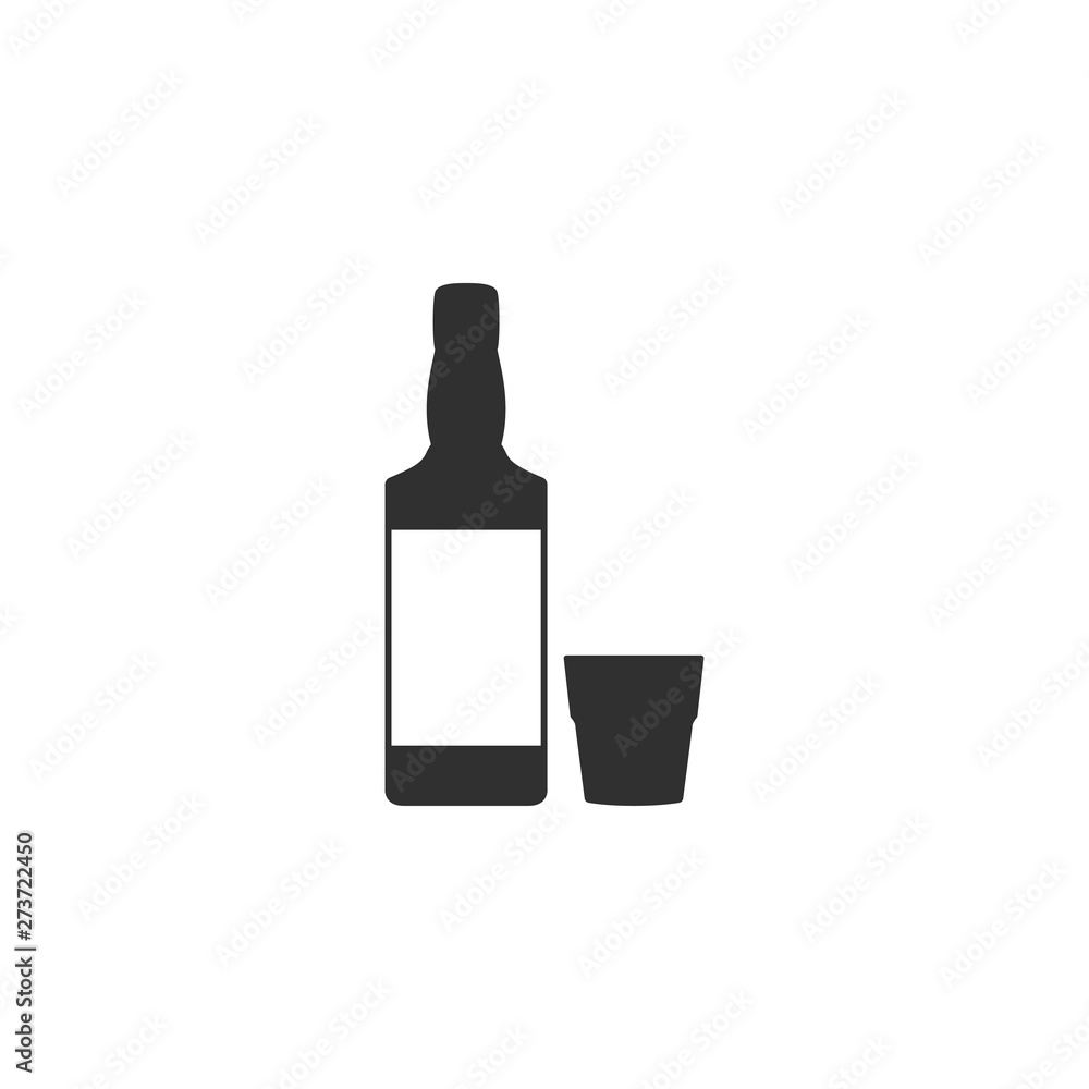Whiskey with glass icon in simple design. Vector illustration Whiskey with glass icon in simple design. Vector illustration