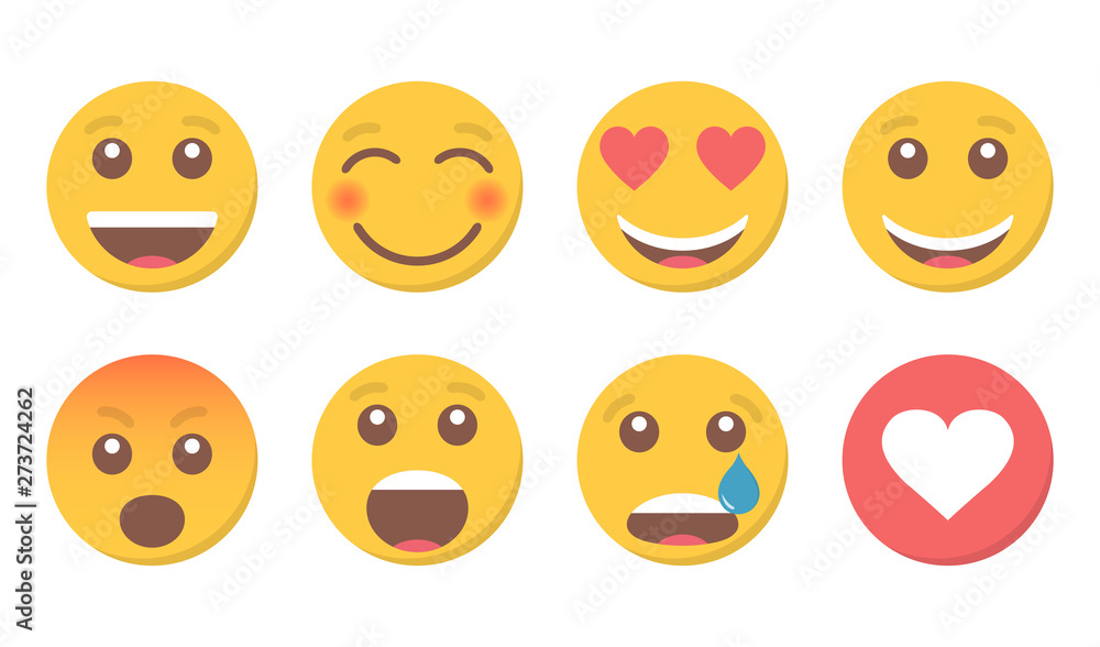 Set of smile emoji and like for social media Set of smile emoji and like for social media