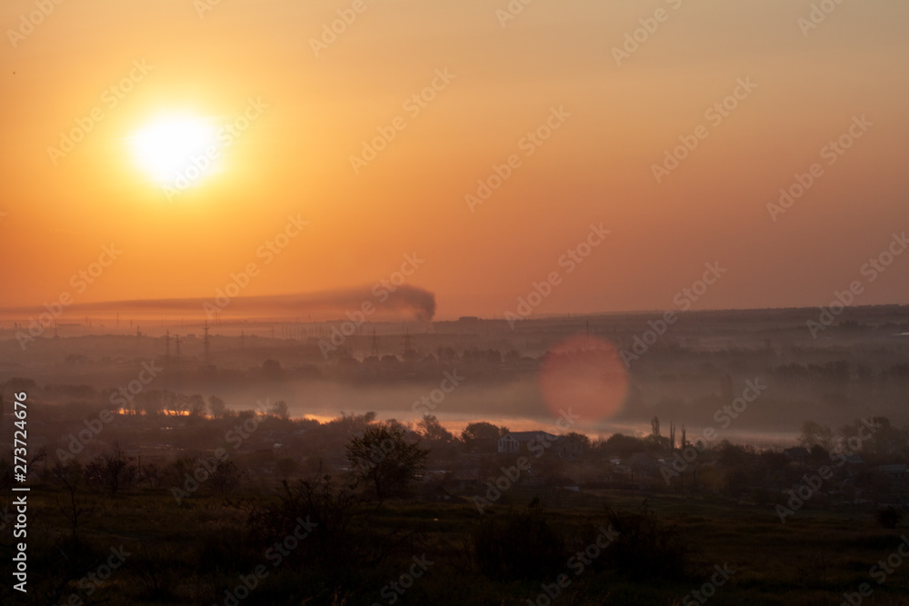 Beautiful soft sunrise on the river Beautiful soft sunrise on the river