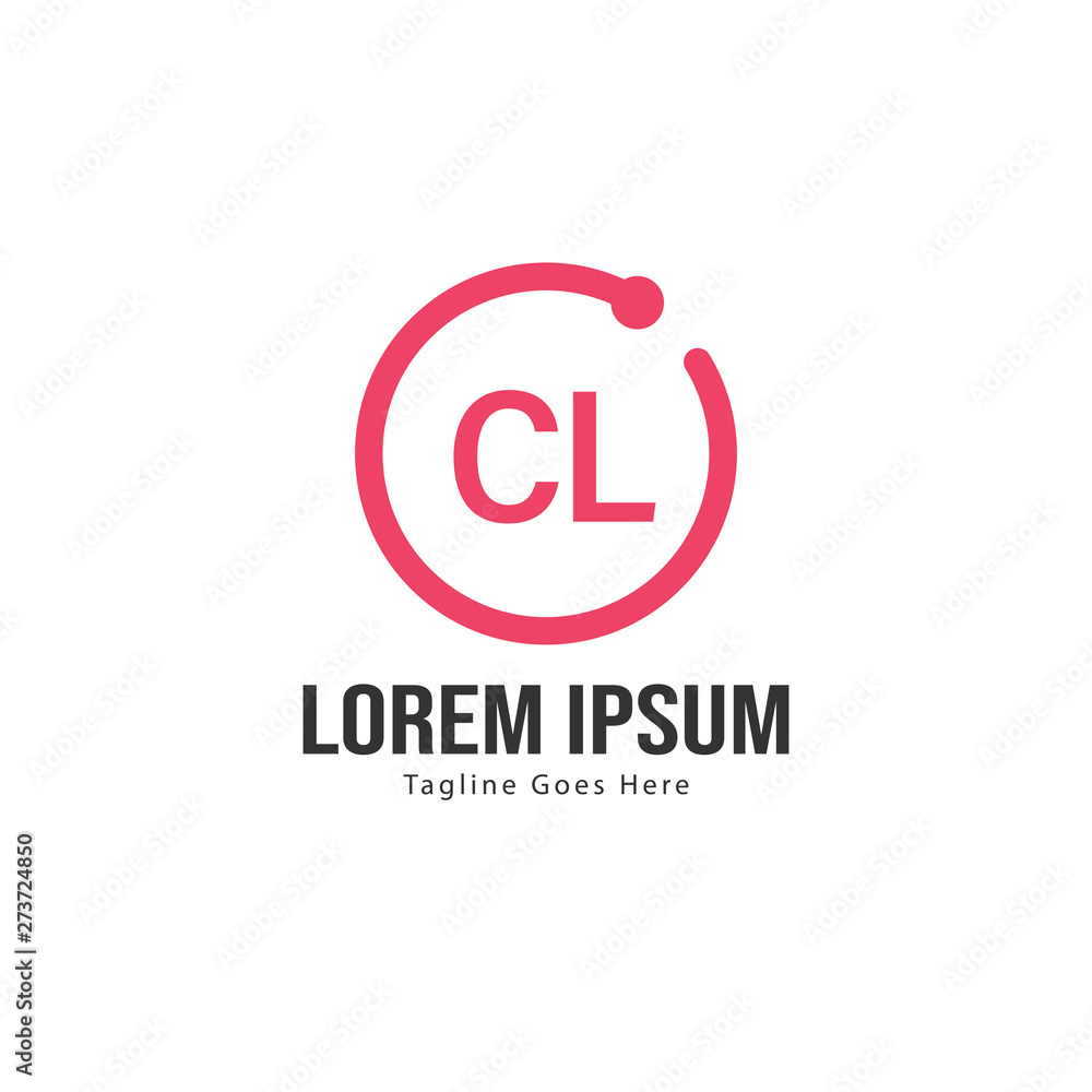 Initial CL logo template with modern frame. Minimalist CL letter logo vector illustration