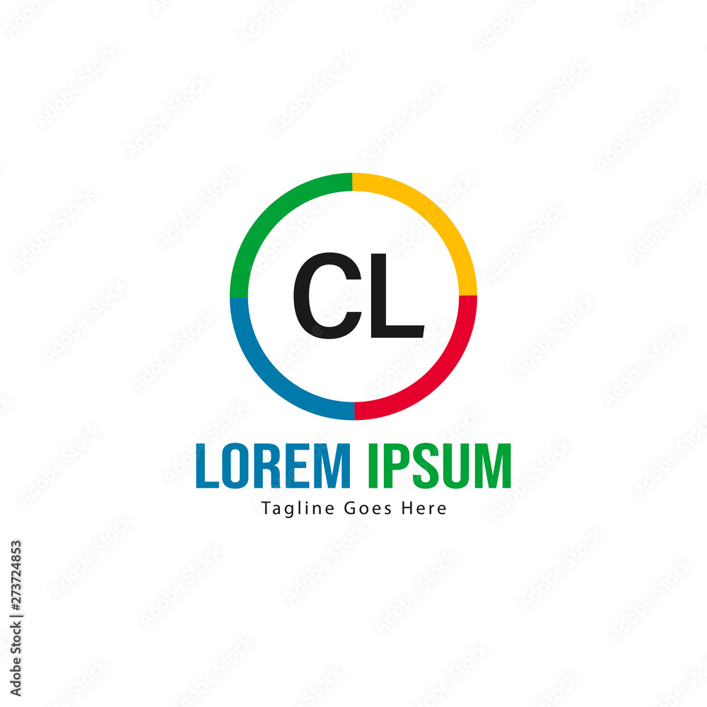 Initial CL logo template with modern frame. Minimalist CL letter logo vector illustration