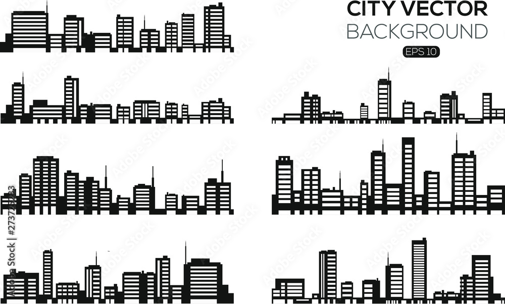Set of vector cities silhouette