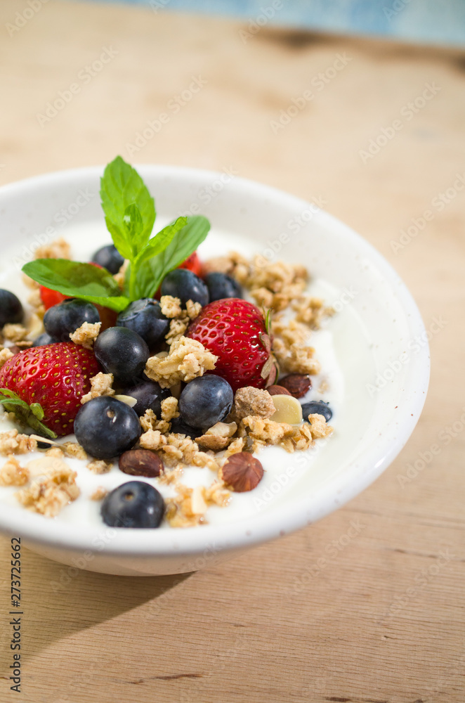 Healthy fresh breakfast with fruits