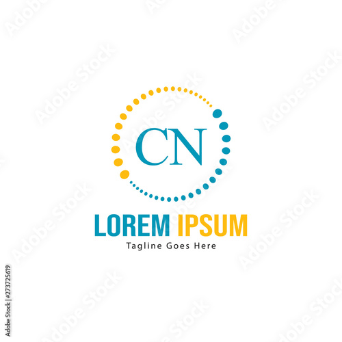 Initial CN logo template with modern frame. Minimalist CN letter logo vector illustration