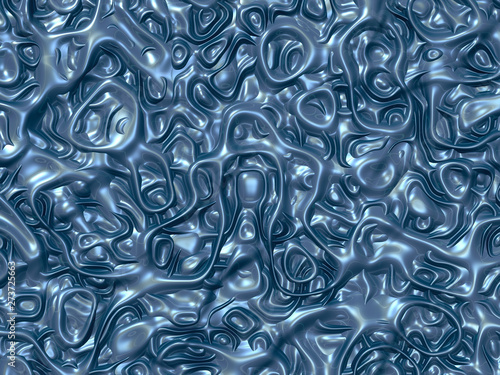 Abstract background flowing ovals of blue color. 3D rendering. 3D illustration.