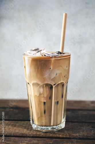 Fresh iced coffee with milk  photo