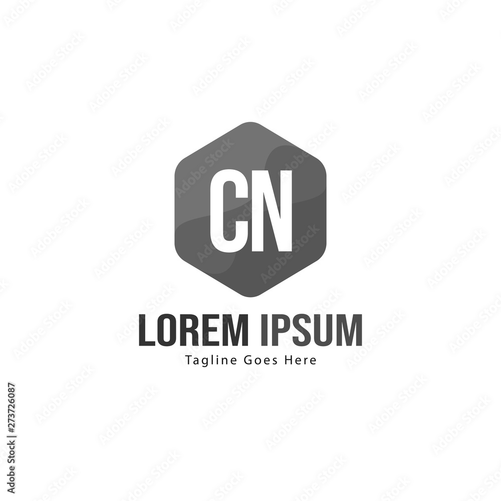 Initial CN logo template with modern frame. Minimalist CN letter logo vector illustration