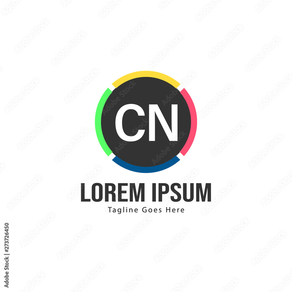 Initial CN logo template with modern frame. Minimalist CN letter logo vector illustration