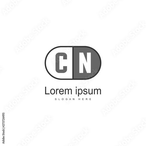 Initial CN logo template with modern frame. Minimalist CN letter logo vector illustration