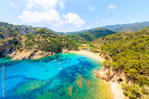 View of Cala Giverola, most beautiful beach on Costa Brava, Spain