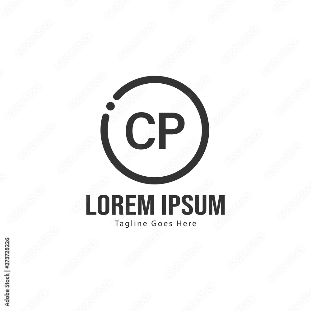 Fototapeta premium Initial CP logo template with modern frame. Minimalist CP letter logo vector illustration