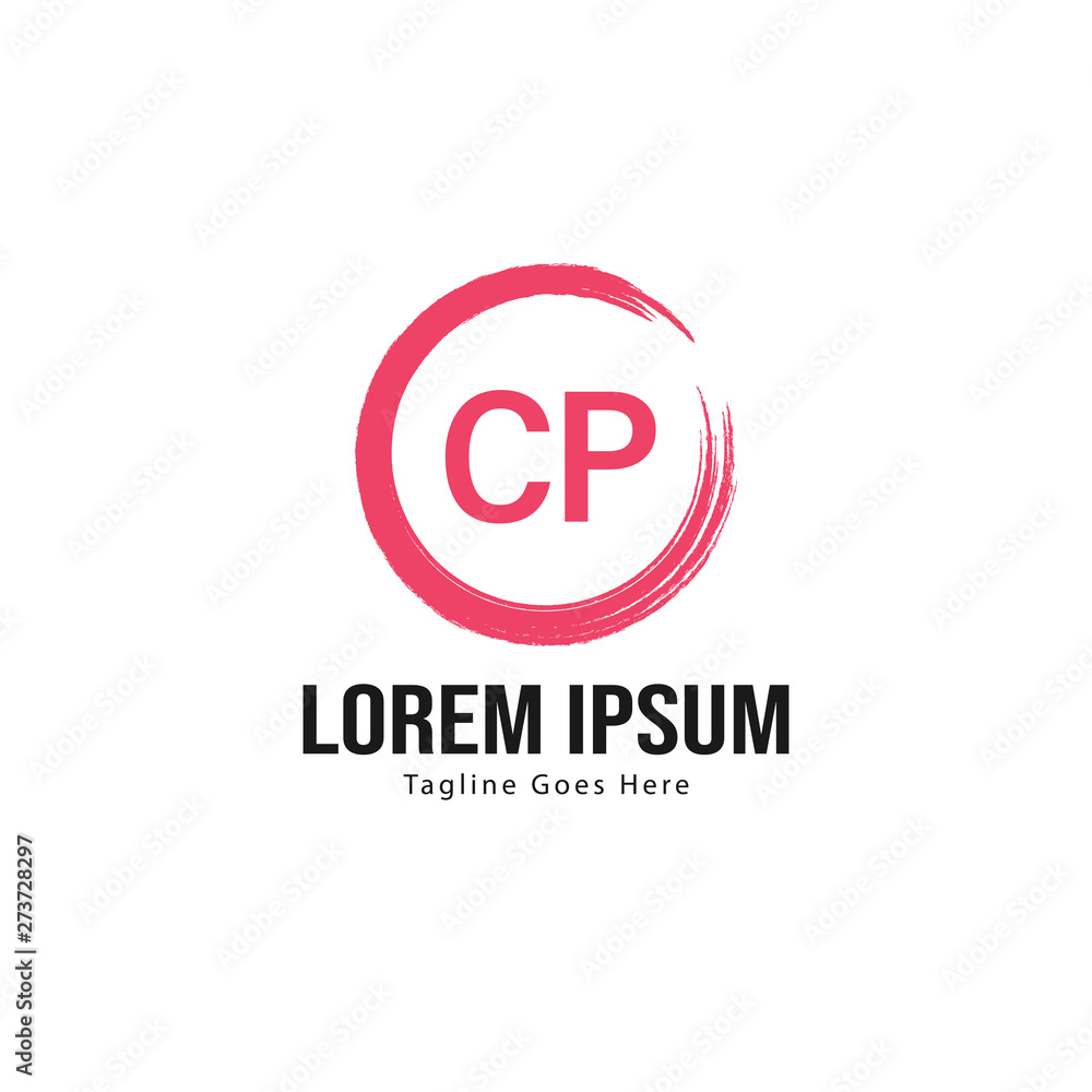 Initial CP logo template with modern frame. Minimalist CP letter logo vector illustration