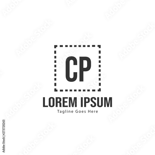 Initial CP logo template with modern frame. Minimalist CP letter logo vector illustration