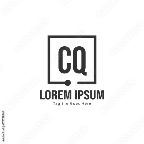 Initial CQ logo template with modern frame. Minimalist CQ letter logo vector illustration