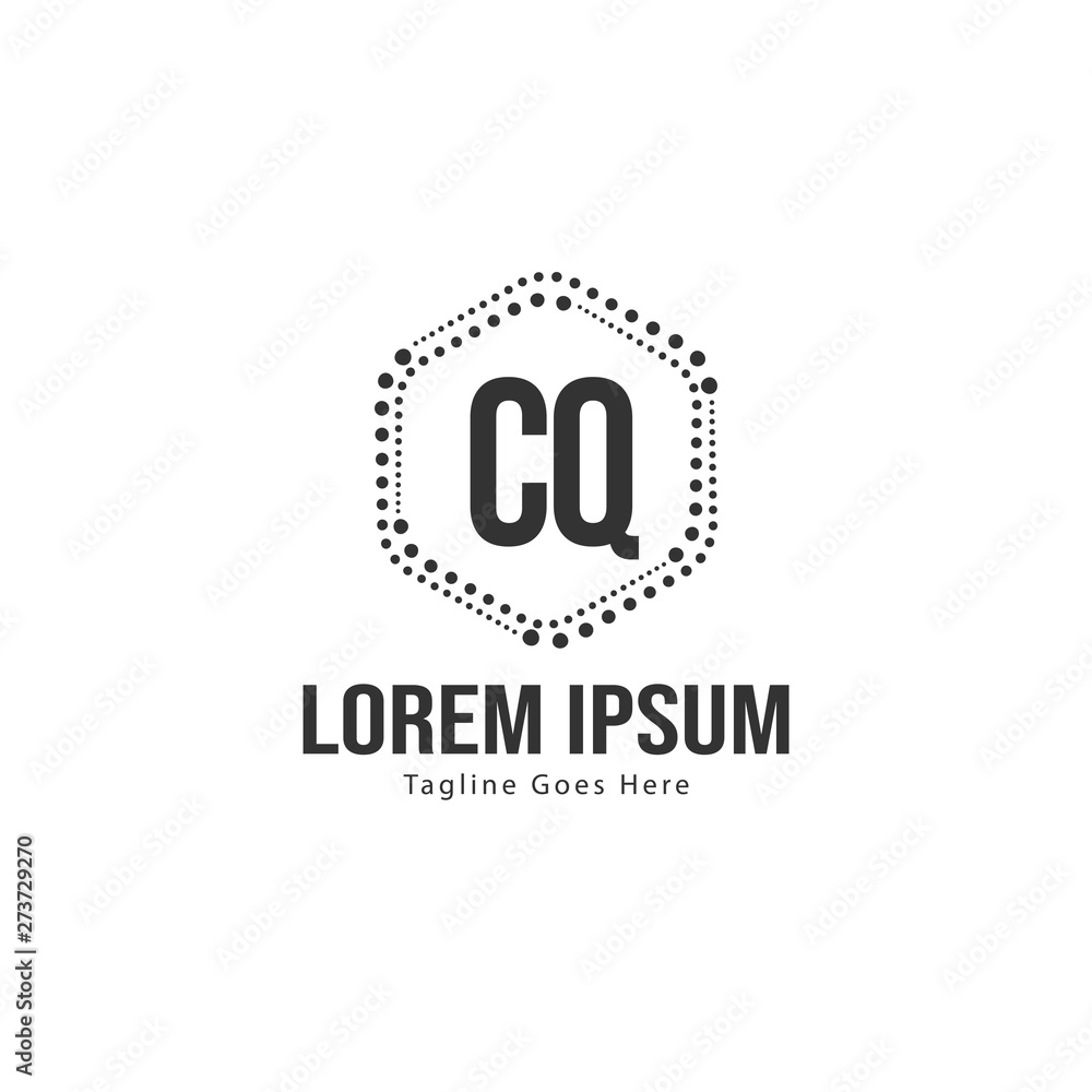 Initial CQ logo template with modern frame. Minimalist CQ letter logo vector illustration