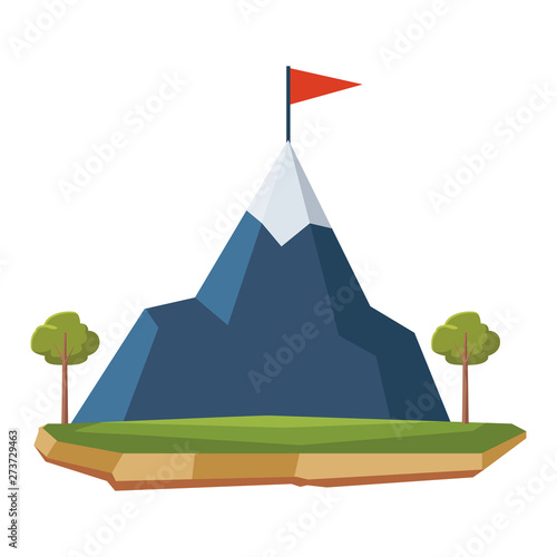 snowy mountain landscape icon cartoon