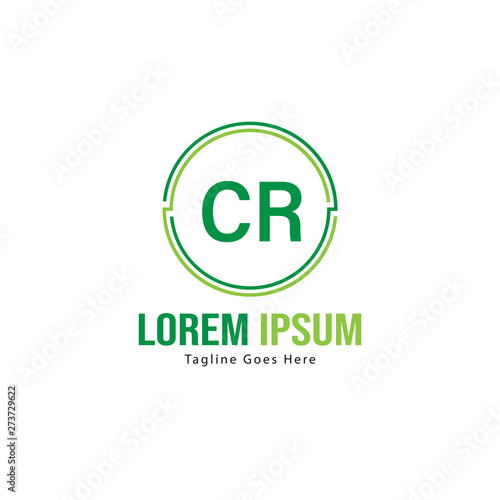 Initial CR logo template with modern frame. Minimalist CR letter logo vector illustration