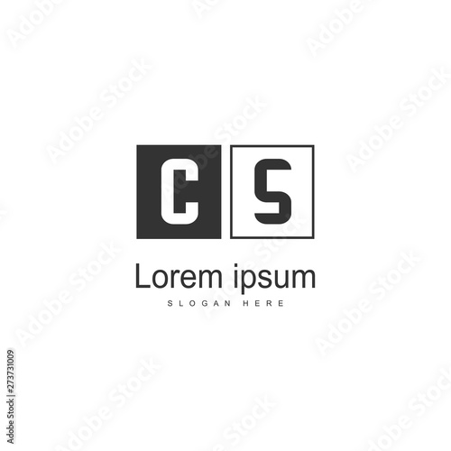 Initial CS logo template with modern frame. Minimalist CS letter logo vector illustration