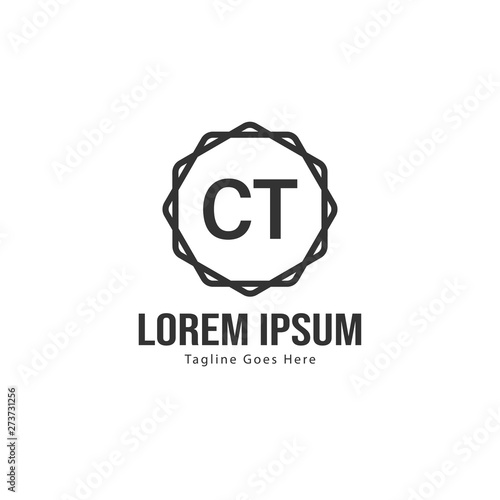 Initial CT logo template with modern frame. Minimalist CT letter logo vector illustration