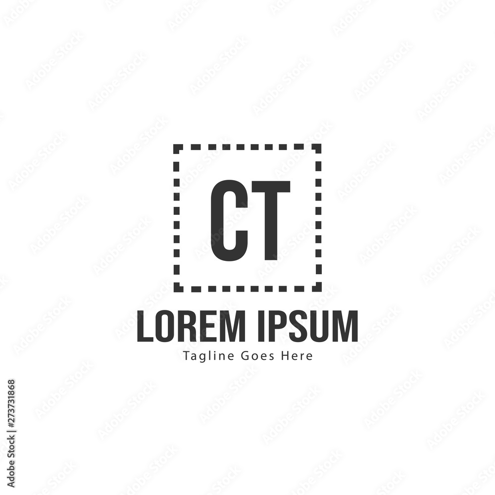 Initial CT logo template with modern frame. Minimalist CT letter logo vector illustration
