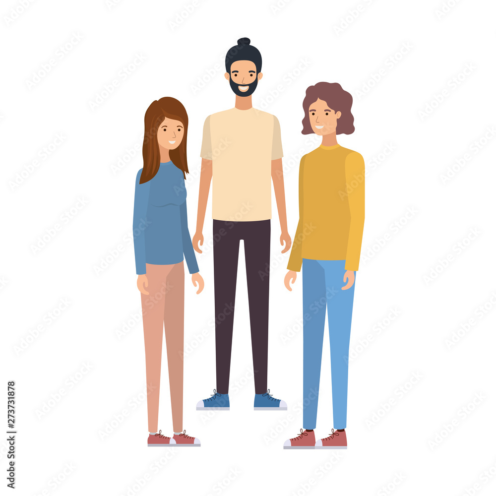 Fototapeta premium group of people in white background avatar character