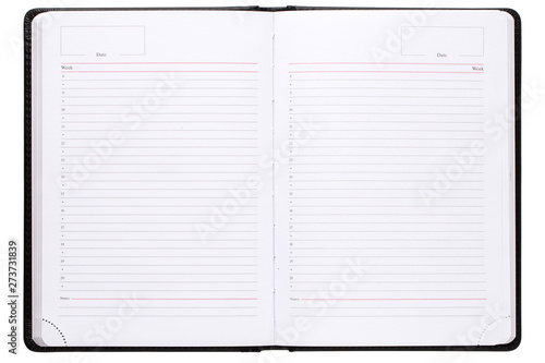 Notebook on white background. Open notepad isolated on white background. photo